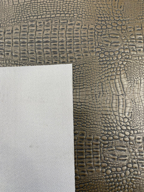 Crocodile Marine Vinyl Faux Leather Fabric - Two Tone Skin Texture, 54" Width (1 Yard)