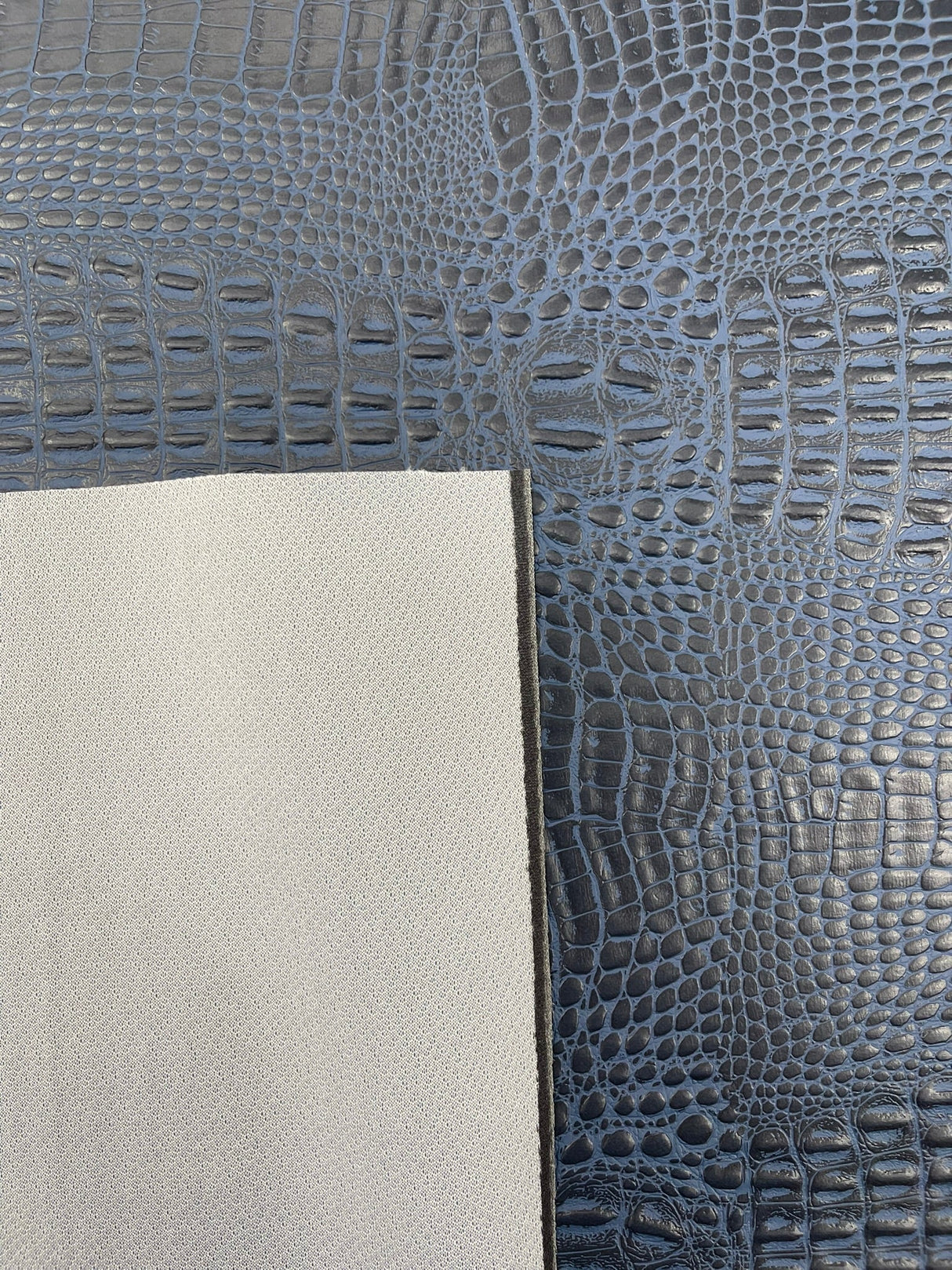 Crocodile Marine Vinyl Faux Leather Fabric - Two Tone Skin Texture, 54" Width (1 Yard)