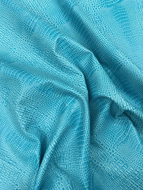 Crocodile Marine Vinyl Faux Leather Fabric - Two Tone Skin Texture, 54" Width (1 Yard)