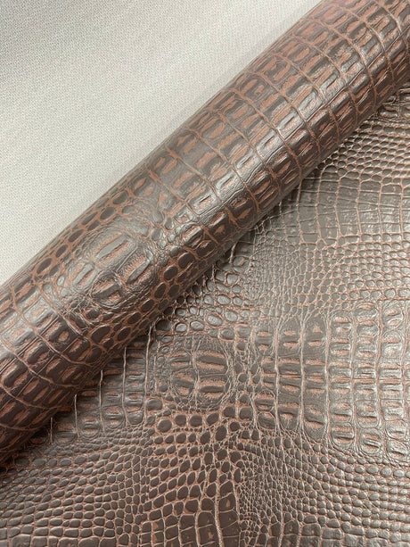 Crocodile Marine Vinyl Faux Leather Fabric - Two Tone Skin Texture, 54" Width (1 Yard)