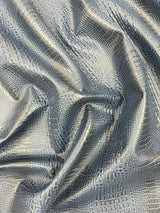 Crocodile Marine Vinyl Faux Leather Fabric - Two Tone Skin Texture, 54" Width (1 Yard)