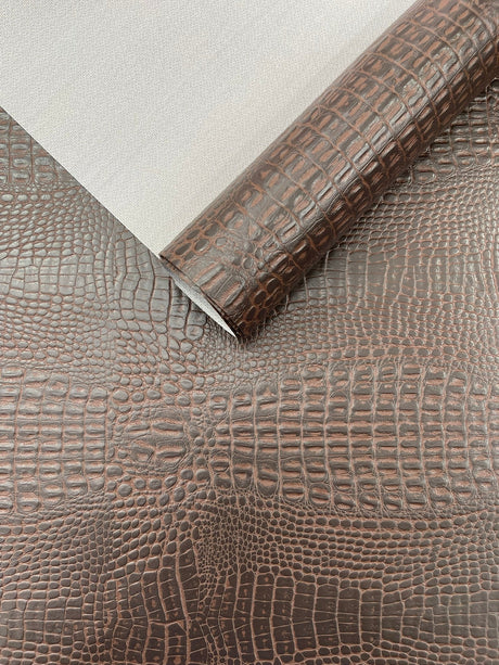 Crocodile Marine Vinyl Faux Leather Fabric - Two Tone Skin Texture, 54" Width (1 Yard)
