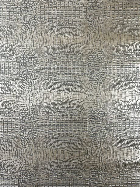 Crocodile Marine Vinyl Faux Leather Fabric - Two Tone Skin Texture, 54" Width (1 Yard)