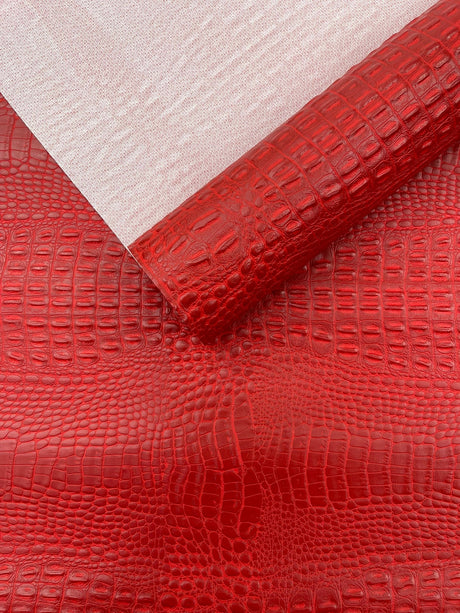 Crocodile Marine Vinyl Faux Leather Fabric - Two Tone Skin Texture, 54" Width (1 Yard)