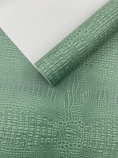 Crocodile Marine Vinyl Faux Leather Fabric - Two Tone Skin Texture, 54" Width (1 Yard)