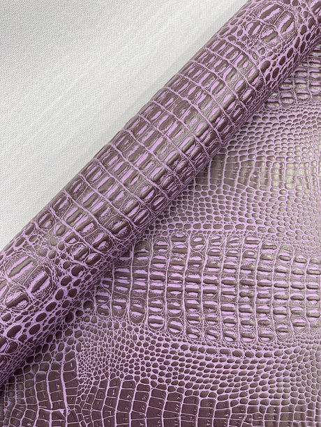 Crocodile Marine Vinyl Faux Leather Fabric - Two Tone Skin Texture, 54" Width (1 Yard)