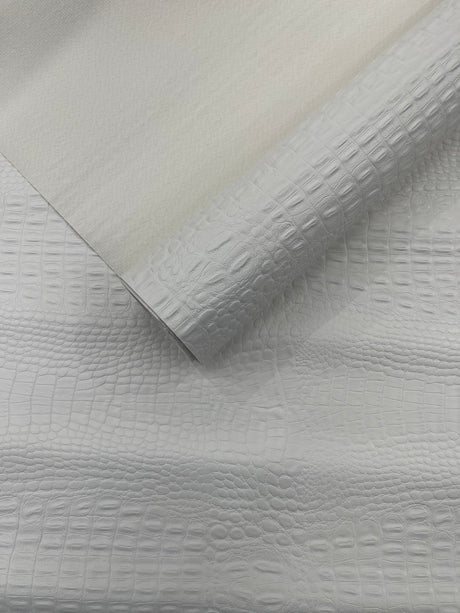 Crocodile Marine Vinyl Faux Leather Fabric - Two Tone Skin Texture, 54" Width (1 Yard)