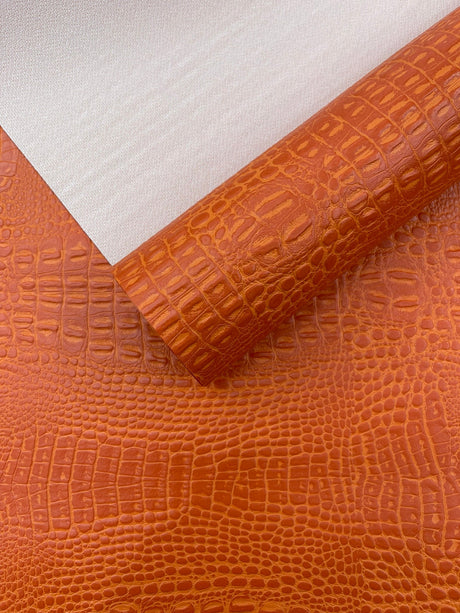 Crocodile Marine Vinyl Faux Leather Fabric - Two Tone Skin Texture, 54" Width (1 Yard)