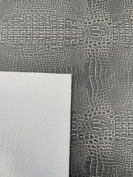 Crocodile Marine Vinyl Faux Leather Fabric - Two Tone Skin Texture, 54" Width (1 Yard)