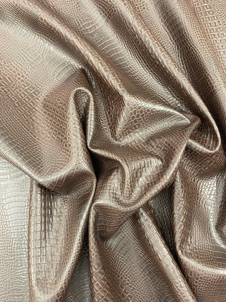 Crocodile Marine Vinyl Faux Leather Fabric - Two Tone Skin Texture, 54" Width (1 Yard)