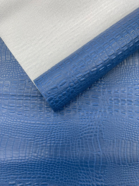 Crocodile Marine Vinyl Faux Leather Fabric - Two Tone Skin Texture, 54" Width (1 Yard)