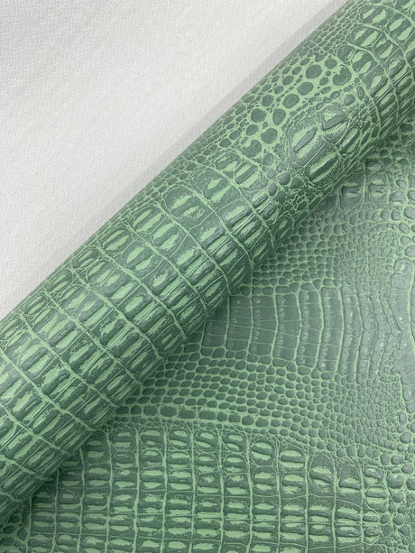 Crocodile Marine Vinyl Faux Leather Fabric - Two Tone Skin Texture, 54" Width (1 Yard)