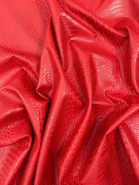 Crocodile Marine Vinyl Faux Leather Fabric - Two Tone Skin Texture, 54" Width (1 Yard)