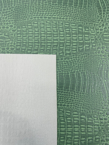 Crocodile Marine Vinyl Faux Leather Fabric - Two Tone Skin Texture, 54" Width (1 Yard)