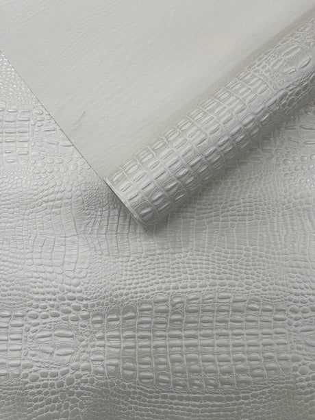 Crocodile Marine Vinyl Faux Leather Fabric - Two Tone Skin Texture, 54" Width (1 Yard)