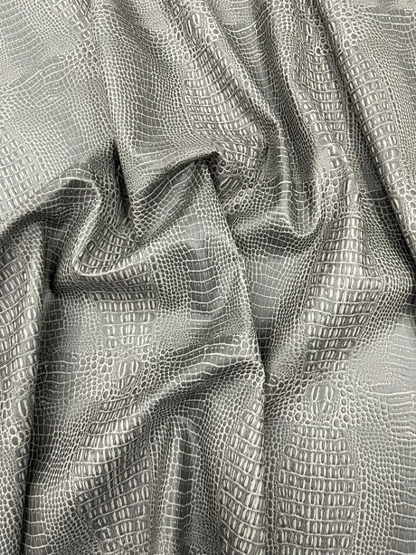 Crocodile Marine Vinyl Faux Leather Fabric - Two Tone Skin Texture, 54" Width (1 Yard)