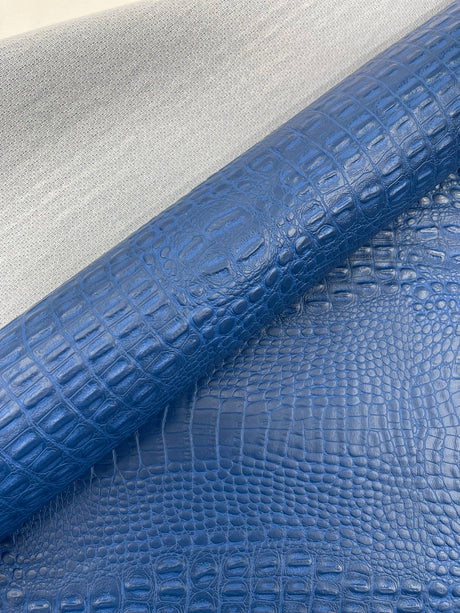 Crocodile Marine Vinyl Faux Leather Fabric - Two Tone Skin Texture, 54" Width (1 Yard)