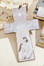 9" x 5.75" Grey Cross Jesus at Birth Ornament