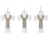 7.5" Embossed Cross With Beads Ornament