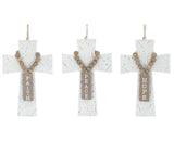 Embossed Cross Ornament 7.5 Inch Beaded Rustic Christmas