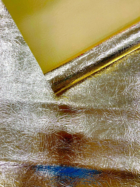 Crush Chrome Mirror Shiny Vinyl Fabric - Metallic Mirror Finish, 54" Width (1 Yard)