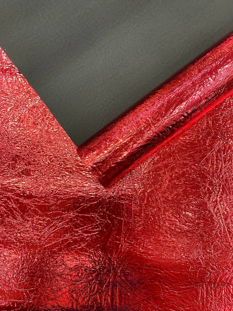 Crush Chrome Mirror Shiny Vinyl Fabric - Metallic Mirror Finish, 54" Width (1 Yard)