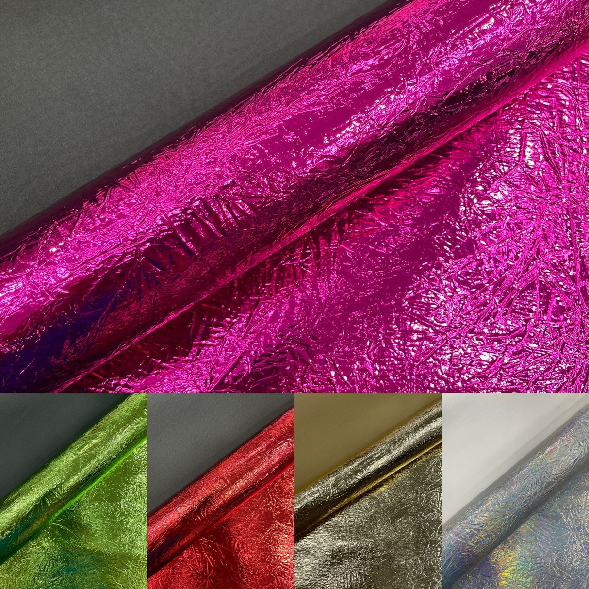 Crush Chrome Mirror Shiny Vinyl Fabric - Metallic Mirror Finish, 54" Width (1 Yard)