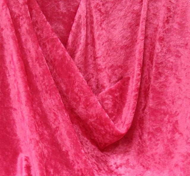 Crushed Panne Velour Polyester Fabric - Fuschia, 58/60" Width (1 Yard)