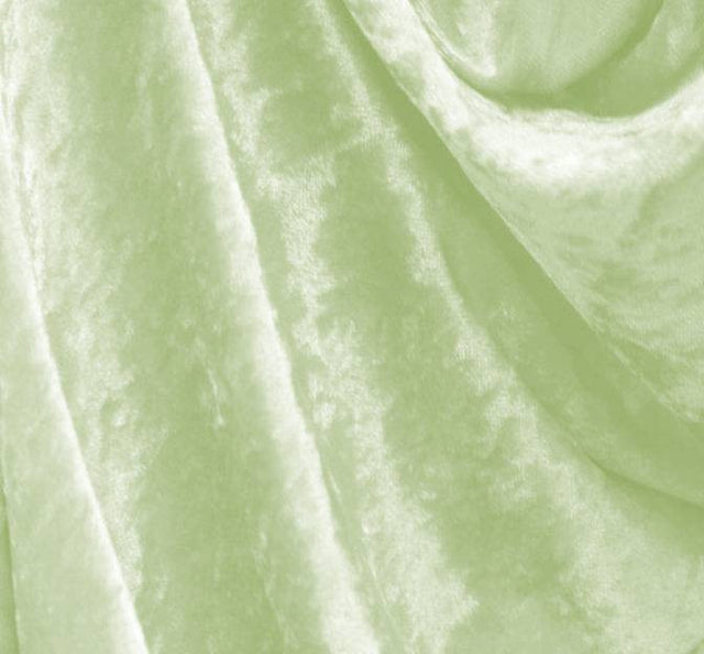 Crushed Panne Velour Polyester Fabric - Seafoam Green, Crushed Finish, 58/60" Width