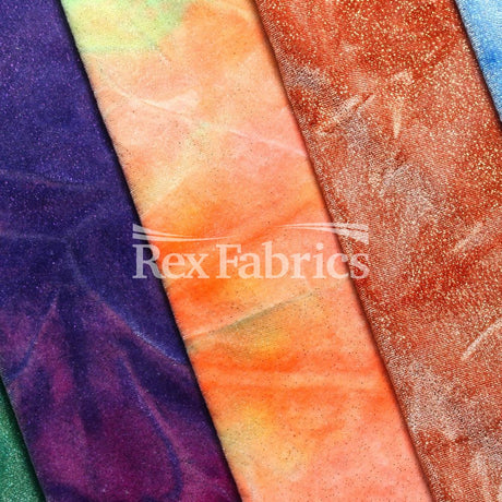 Crushed Tie Dye Velvet Polyester Spandex Velvet Fabric - Assorted Colors, Crushed Tie-Dye, 58/60" Width (1 Yard)