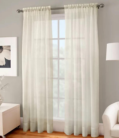 IFR Crush Sheer Voile Polyester Fabric - White, Ivory, Champagne, 108" Width (1 Yard)