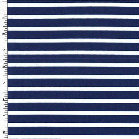 Poly Spandex Tricot Navy/White Stripe Heavyweight