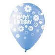 Latex Balloons Happy Birthday Daisies Light Blue