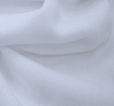 CVC Velour Cotton Polyester Fabric - Solid White, 58/60" Width