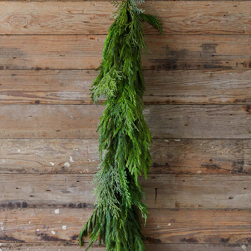 48 Inch Cyprus Norfolk Pine Garland Artificial Christmas Greenery Mantel Staircase Decor