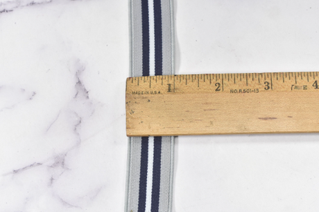 Sports Elastic Trim Gray Navy Blue 1 Inch