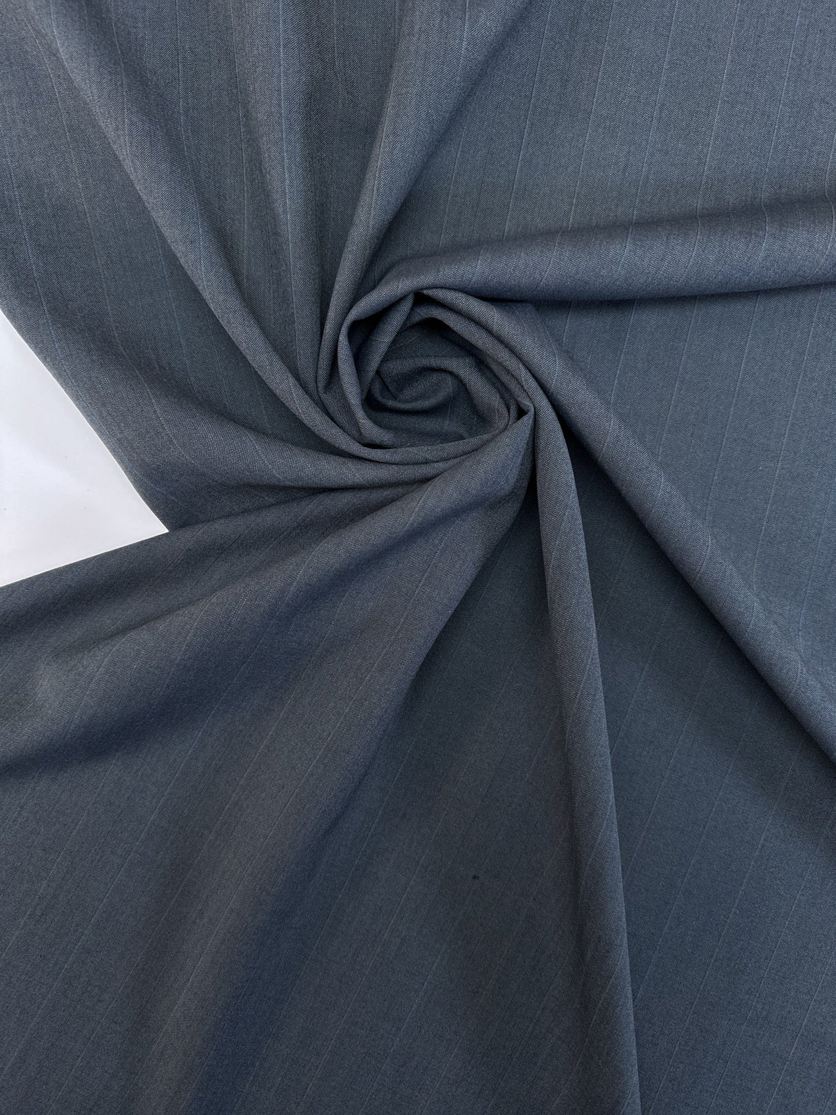 Wool Polyester Striped Suit Fabric Gray Blue