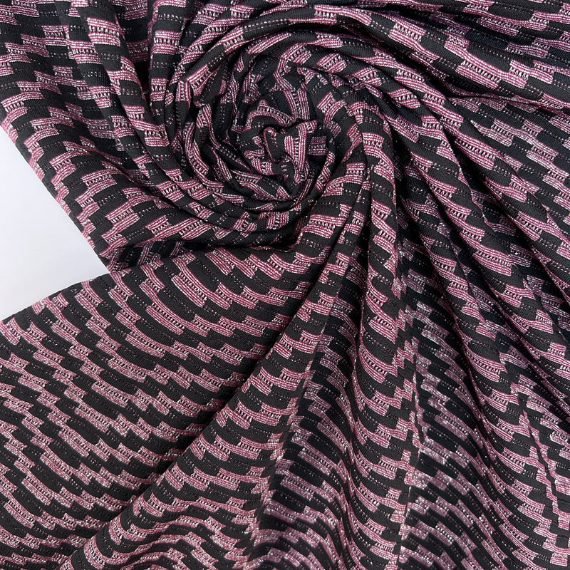 Lurex Knitted Blend Ribbed Silver Red Black