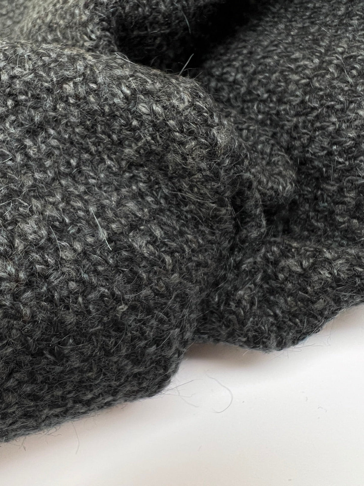 Italian Fused Knitted Acrylic Wool Fabric Gray Black