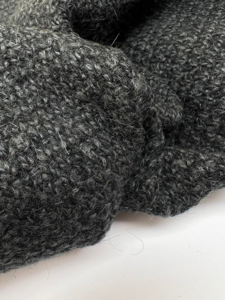 Italian Fused Knitted Acrylic Wool Fabric Gray Black