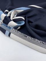 Polyester Blend Twill Striped Blue White
