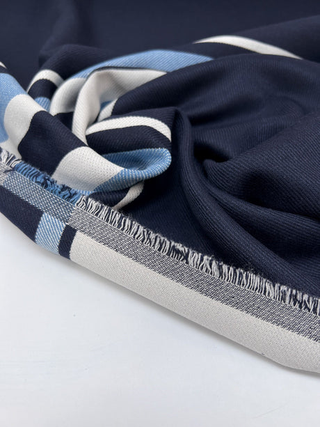 Polyester Blend Twill Striped Blue White