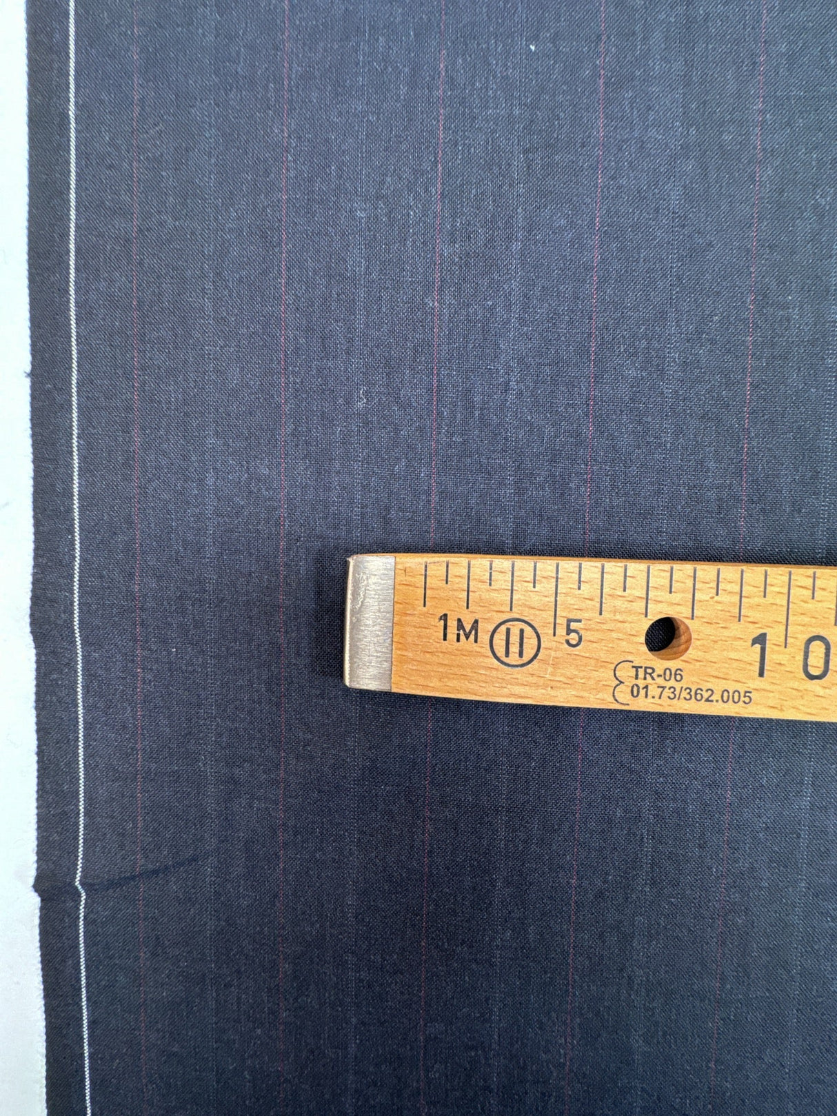 Wool Polyester Blend Striped Suiting Fabric Red Blue