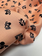 Wool Sateen Abstract Print Black Pink