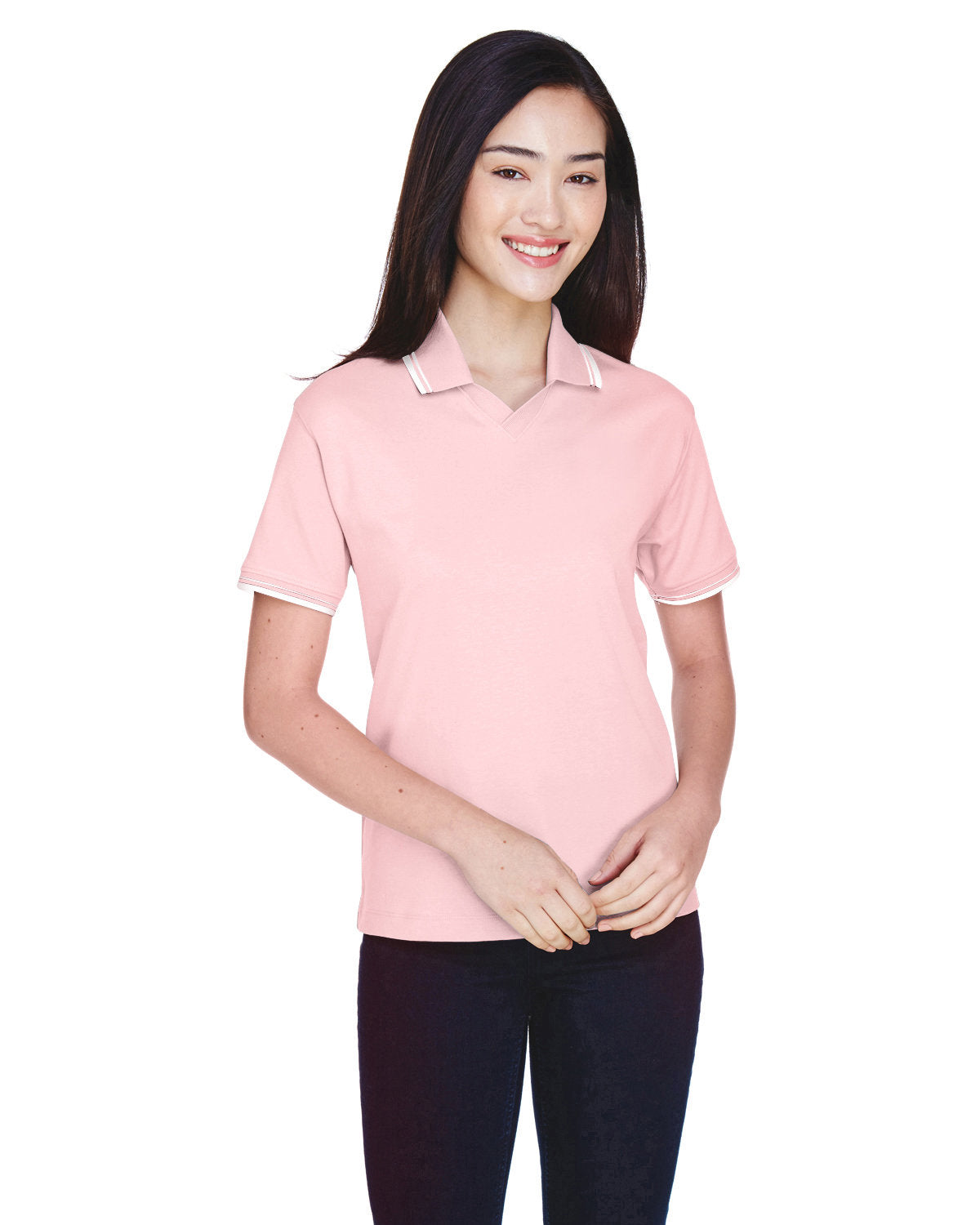 Ladies' Tipped Perfect Pima Interlock Polo