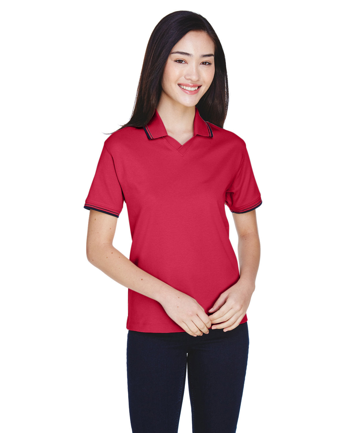 Ladies' Tipped Perfect Pima Interlock Polo