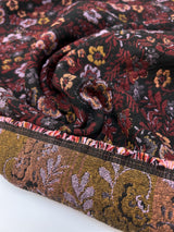 Cotton Jacquard Floral Fabric Red Black