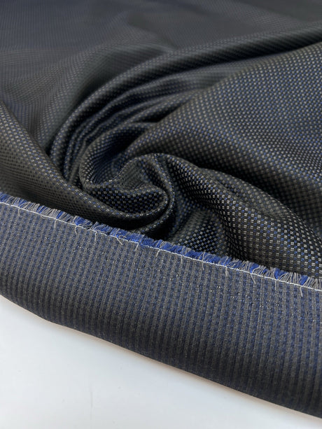 Wool Blend Changeant Jacquard Blue Black