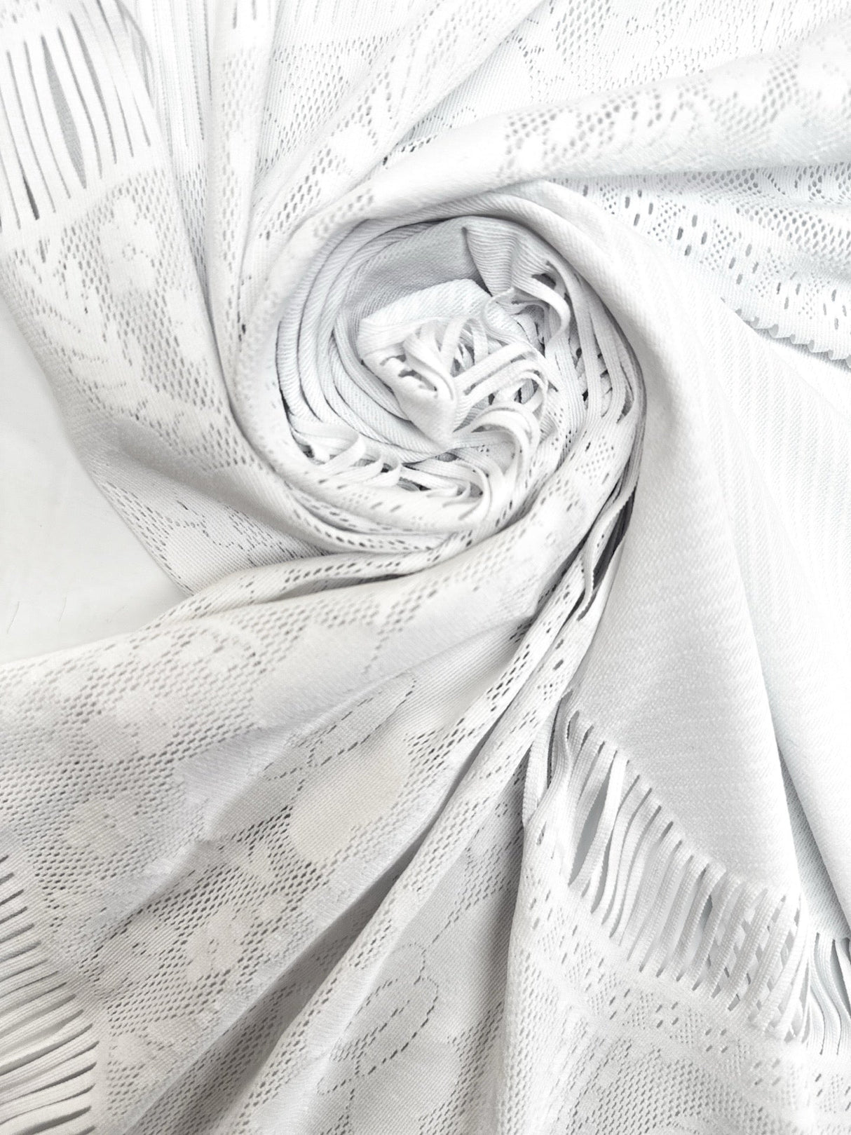 Polyamide Elastane Knitted Fabric White Panel Print