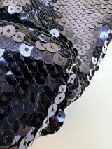 Sequined Purple Black French Knitted Fabric